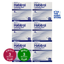 Habitrol Gum 4mg Combo x 3  612 Each Mint  Fruit 1224 Total Sugar Free 2027 