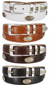 Towne Men's Genuine Full-Grain Cowhide Leather Golf Conchos Dress Belt