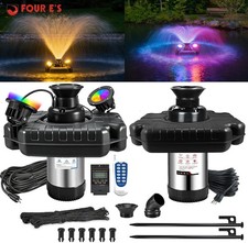 Pond Fountain Aerator Floating Pump w/ Color-...