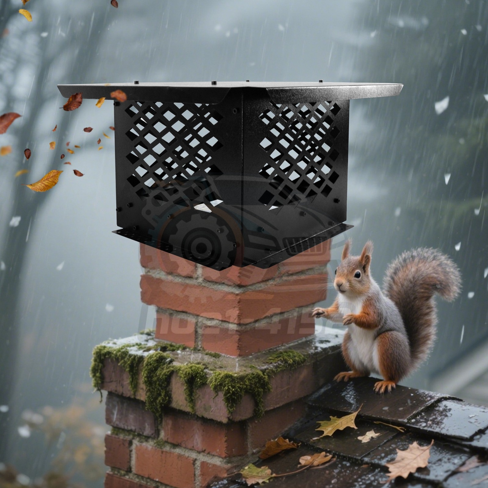 Square Chimney Cap Flue Caps Outdoor Fireplace Chimney Cover 13" x 13" Black