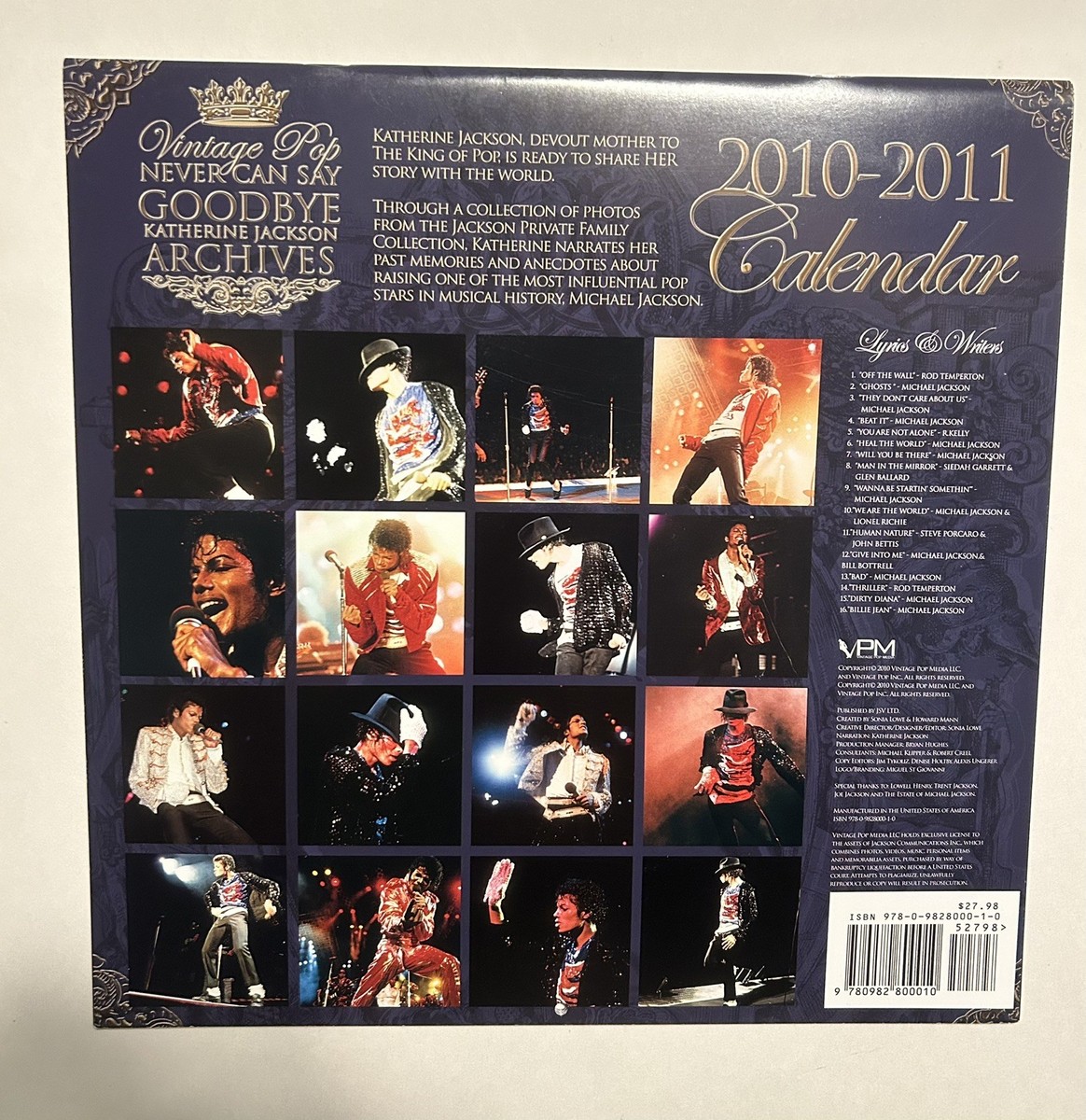 MICHAEL JACKSON OFFICIAL CALENDAR LOT Triumph BrownTrout Danilo