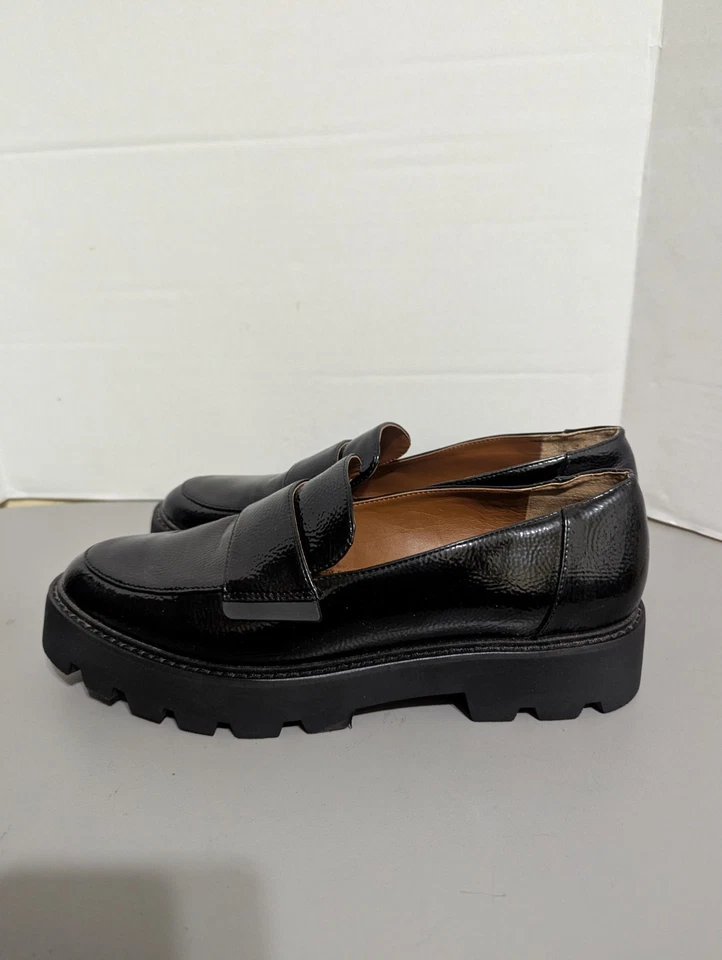 Mocasines de plataforma Franco Sarto para mujer talla 11, charol negro Foto 2 de 4
