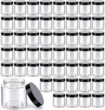 50 Pack 4 oz Clear Plastic Jars with Lids - Small/Mini 4 Ounces, black