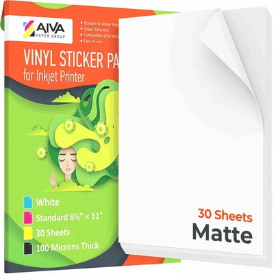 Printable Vinyl Sticker Paper Waterproof Decal Paper for Inkjet Printer 30 - Image 1 of 4