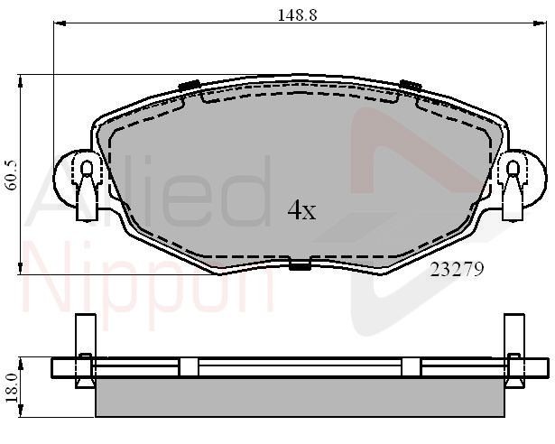 Brake Pad Set For Disc Front Fits Ford Mondeo Jaguar ALLIED NIPPON ADB01110