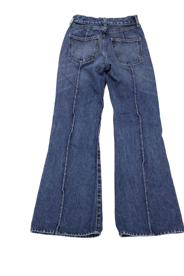 Jeans feminino Nili Lotan perna larga alargada azul cintura alta 100% algodão tamanho 24 - Imagem 3 de 4