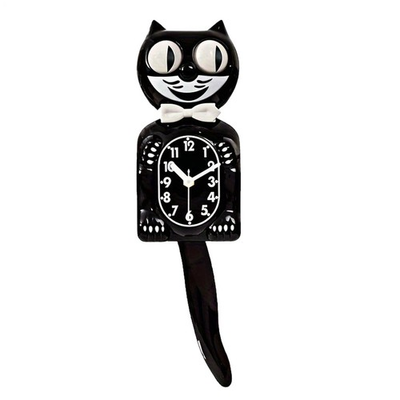 #ad CLASSIC BLACK KIT CAT CLOCK 15.5quot; Kit Cat Klock Vintage Cat Clock Swinging Tail $34.98