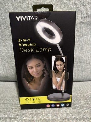 Vivitar PCL001-BLK LED Desk Lamp Black w/ Smartphone Cradle, USB Powered