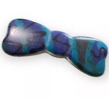 1980’s Vintage Mod Style French Bow Barrette, Blue Flower Power