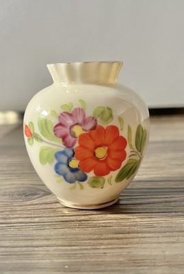 Vntg Mini Floral Vase Doll House Flower Decor Knick Knack Trinket Bobby Pin Jar