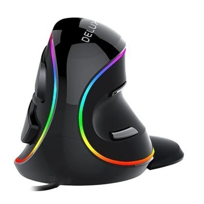 DELUX Ergonomic Vertical Mouse, Wired Ergo Mouse for Large Hands, 6 Programmable
