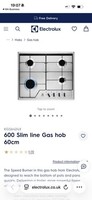 Electrolux KGS6424X - 600 Slim line Gas hob 60cm