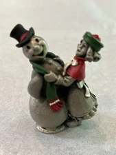 Hudson Pewter Villagers #4296 Catherine & Snowman. EUC w/original box.