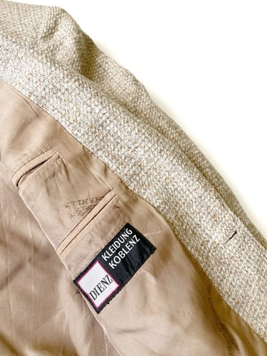 Commander Real Vintage Tweed Wool Blazer Beige Men Size S-M - Picture 8 of 10