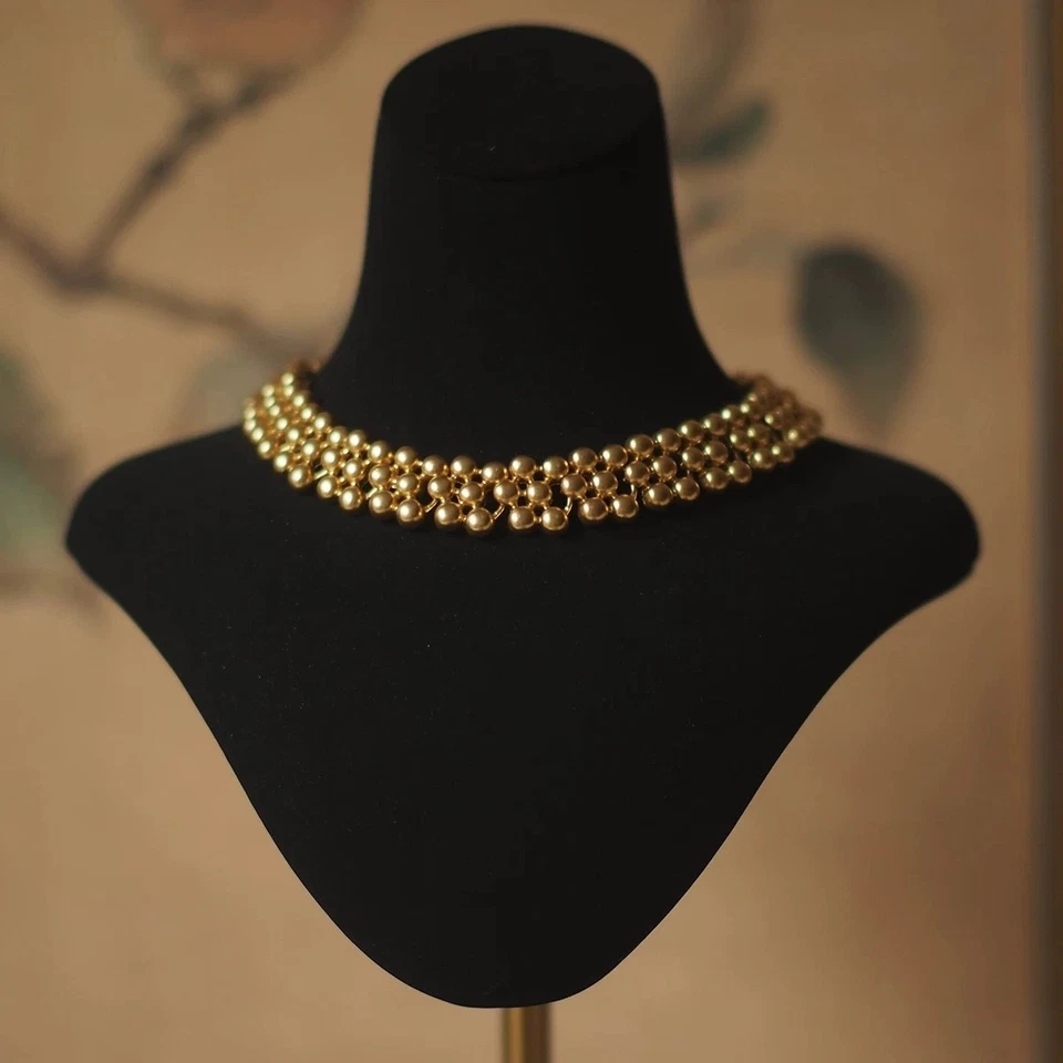 Vintage Gold Ball Choker Necklace - Luxury Retro Celebrity Inspired - Image 3 of 4