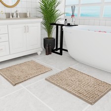 Walensee Bathroom Rug 2 Pieces Set Non Slip Bath 20"x32" plus 20"x32", Beige