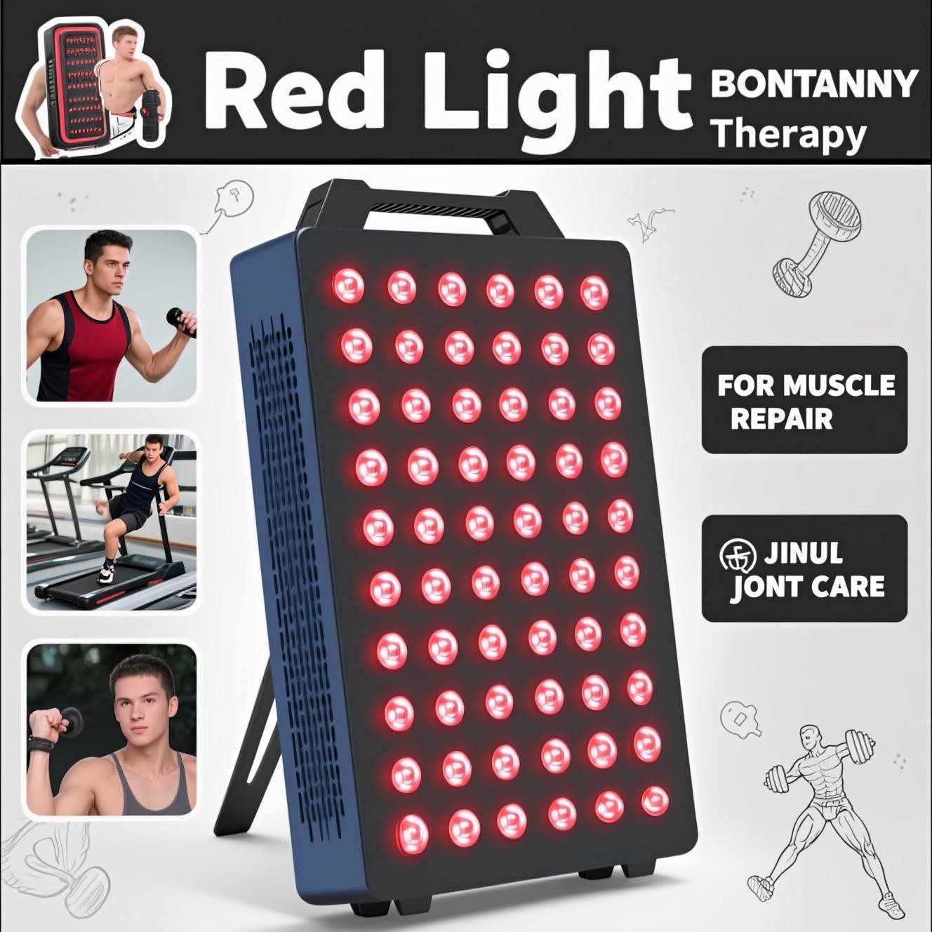 1500W Red Light Panel Performance Improving LED Infrared Light Therapy w/ remote