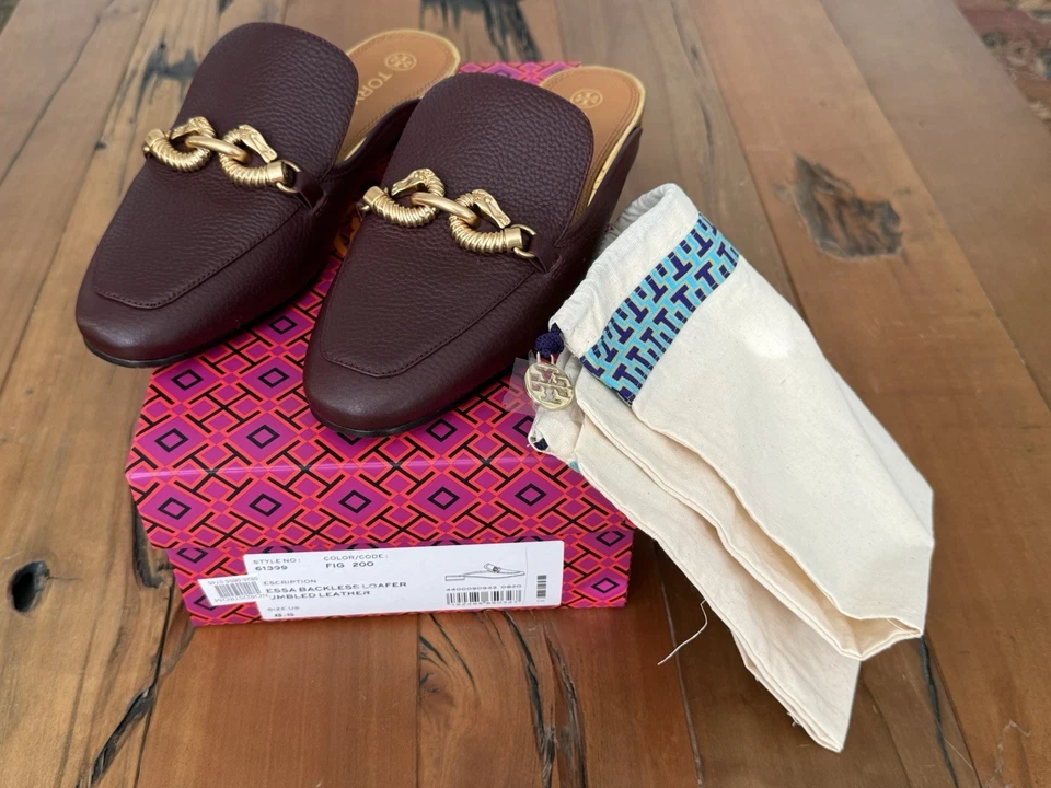 Mocasín Tory Burch Jessa Backless Mule (Color: Figura 200) EE. UU. Talla 8,5 - Nuevo en caja