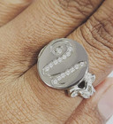 QVC Stainless Steel Crystal U Initial Signet Ring Size 6 — photo 3
