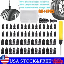 60PCS Car Vacuum Tire Repair Nail Rubber Screw Nails Screwdriver Tool Set w/Box