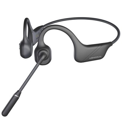 MONODEAL Bone Conduction Headphones with Mic, Bluetooth small, Black and Gray 