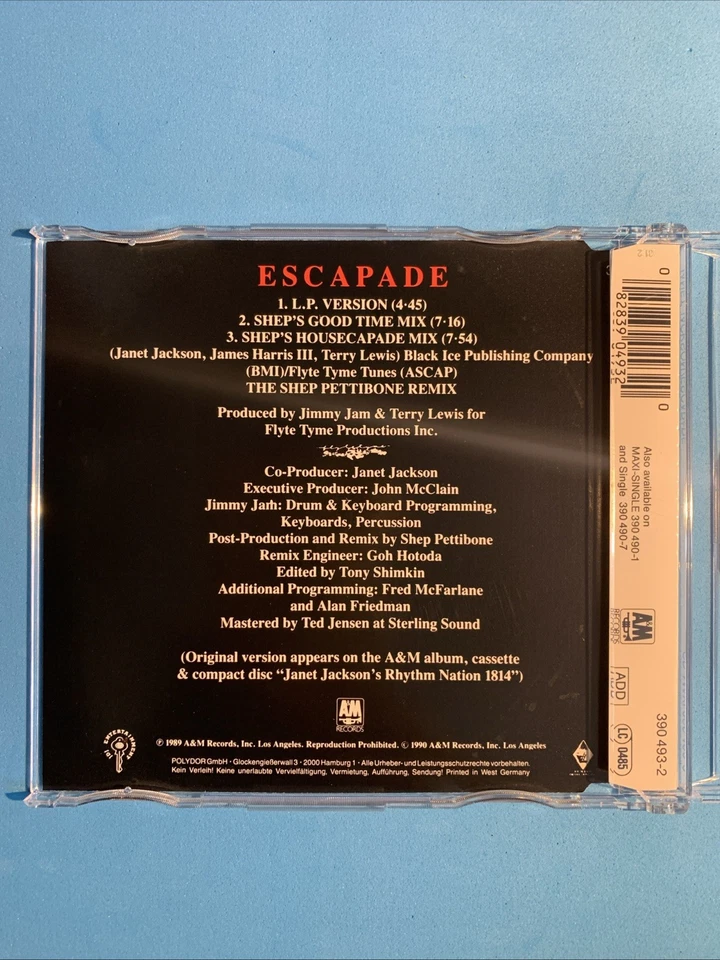 Janet Jackson - Escapade (CD, 1990) 3 TRK IMPORT Single *VERY RARE* VGC+ - Image 2 of 4
