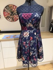 Eliza J Floral Polka Dot Mesh Fit Flare Party Dress Size 8
