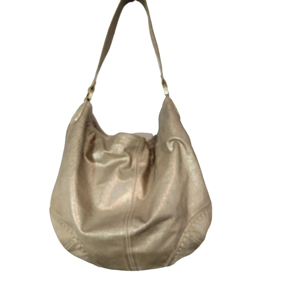 Bolsa de ombro SIGRID OLSEN couro hobo escova desgastada ouro boho bolsa de mão - Imagem 2 de 4