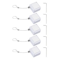 5Set 3.3ft Retractable Remote Square Tether Remote Cable Lock White Rope Locks 