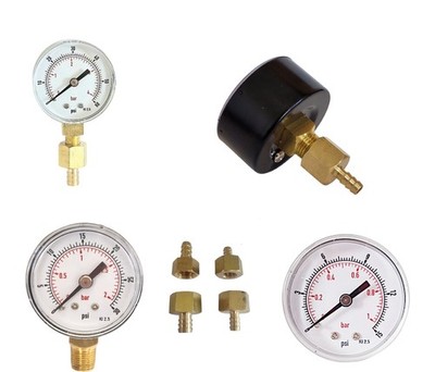 Niederdruckmanometer mit Schlauchendanschluss 0/15 30 60 PSI/Bar 50 mm unten hinten
