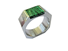 Nomination Italy Men's Ring Stainless Steel Malachite Stone 21.8mm Diameter NEW