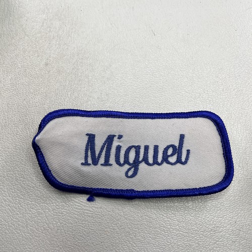 Used Distressed Blue Letter Name MIGUEL Patch For Workwear Uniform P024