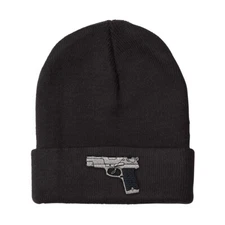 Beanies for Men Hand Gun Embroidery Winter Hats Women Acrylic Skull Cap 1 Size