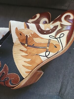 ZALO Vintage Leather Boots Womens Shoes Brown Beige Horse Sz 8  Made In Spain 
