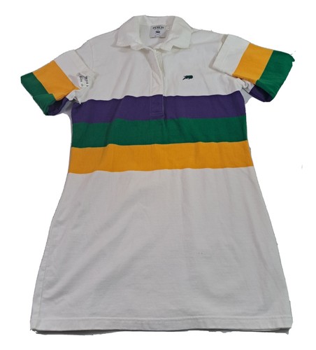 Perlis Mardi Gras Rugby Shirt Purple Green Mens Striped Polo Vintage Size Large | eBay