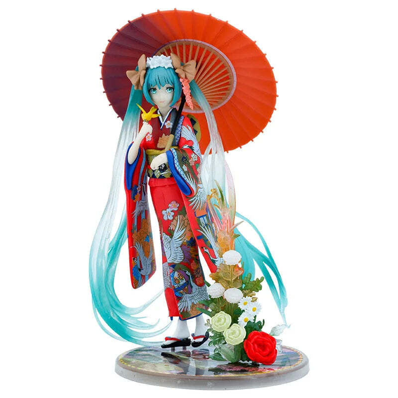 Boxed 22CM New Anime Hatsune Miku kimono Umbrella Beautiful girl series PVC Acti Falak Tayyeb