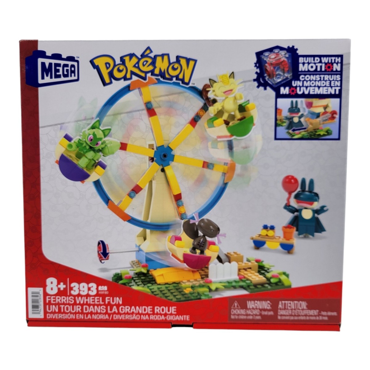 Mega Pokemon Ferris Wheel Fun Building Toy Set HXF80 with Motion