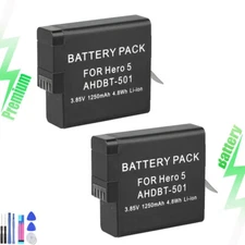 2x For GoPro HERO5 Rechargeable Battery AABAT-001 1250mAh