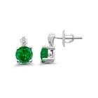 Earrings in Wg Plated/Sterling Silver 1 ct. Created Emerald Screw Back