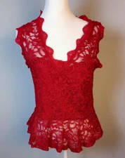 Roommates Women's XL Maroon Lace Top Ruffled Trim Romantic Dainty Boho Sexy Y2K