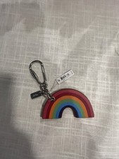 Coach Leather Dainbow Keychain Fob Nwt