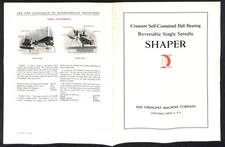 1924 Crescent Machine Co. Reversible Single Spindle Shaper Catalog Folded Sheet