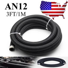 12AN Nylon Braided Fuel hose Line CPE Oil/Gas/Fuel Hose End Fitting Hose 3FT