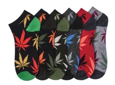 12 Pair Ankle Socks 70043 Cannabis Leaf Weed Pot Crew Low Cut Running Men 10-13