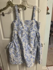 Moon River Anthropologie Dress White Floral Babydoll Mini Bridgeton Pockets Med