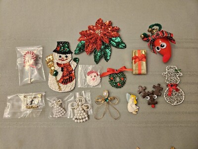 Christmas Costume Jewelry Mixed Lot Mostly Handmade