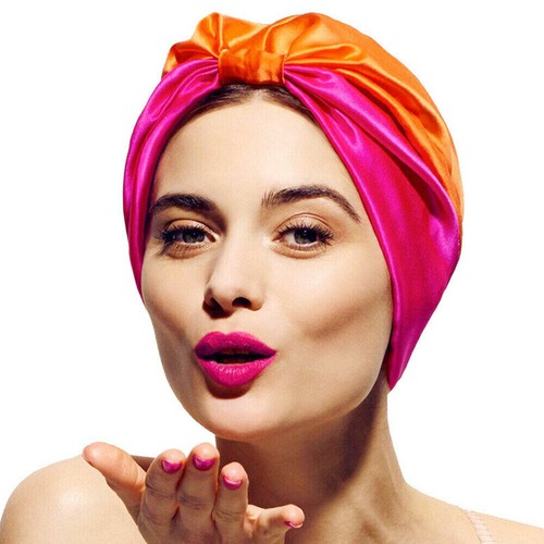 Cappello da donna in pura seta per dormire notte cura capelli styling cofano avvolgente UK - Foto 4 di 24