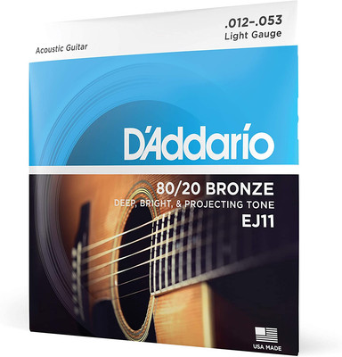 Cuerdas De Guitarra Acustica De Bronce 80/20 Oro Calibre Light Docelera Juego US