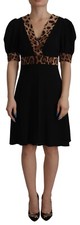 DOLCE & GABBANA Dress Black Leopard A-line Knee Length IT38/US4/XS RRP 2200usd