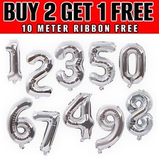 Image of 16'' NUMBER FOIL BALLOONS Age Birthday Self Inflating AIR Wedding Party Decor UK
